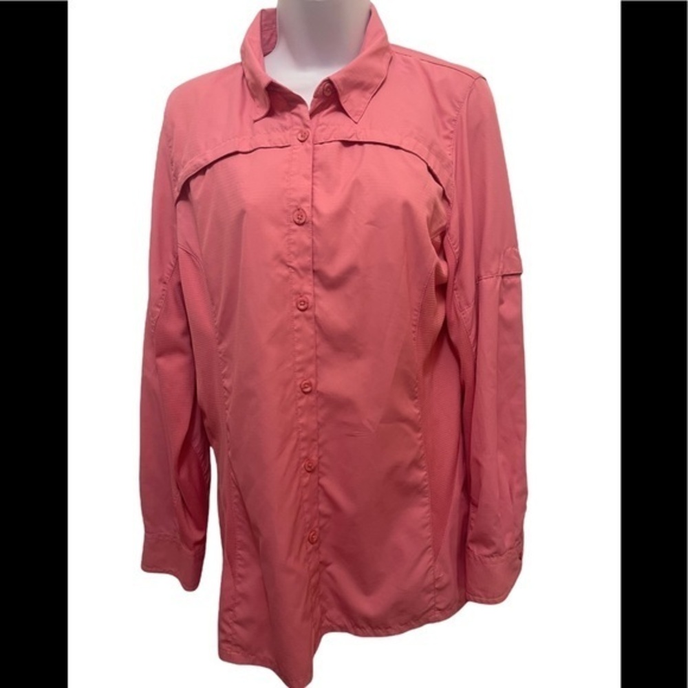 Reel Legends Pink Long Sleeve 7 Button down Blouse NWOT
